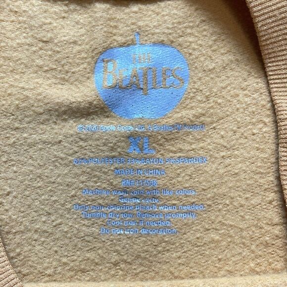 The Beatles Crewneck Sweatshirt Rainbow Mustard Yellow Women’s Size XL very soft - Picture 2 of 7